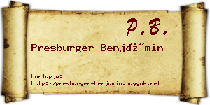 Presburger Benjámin névjegykártya